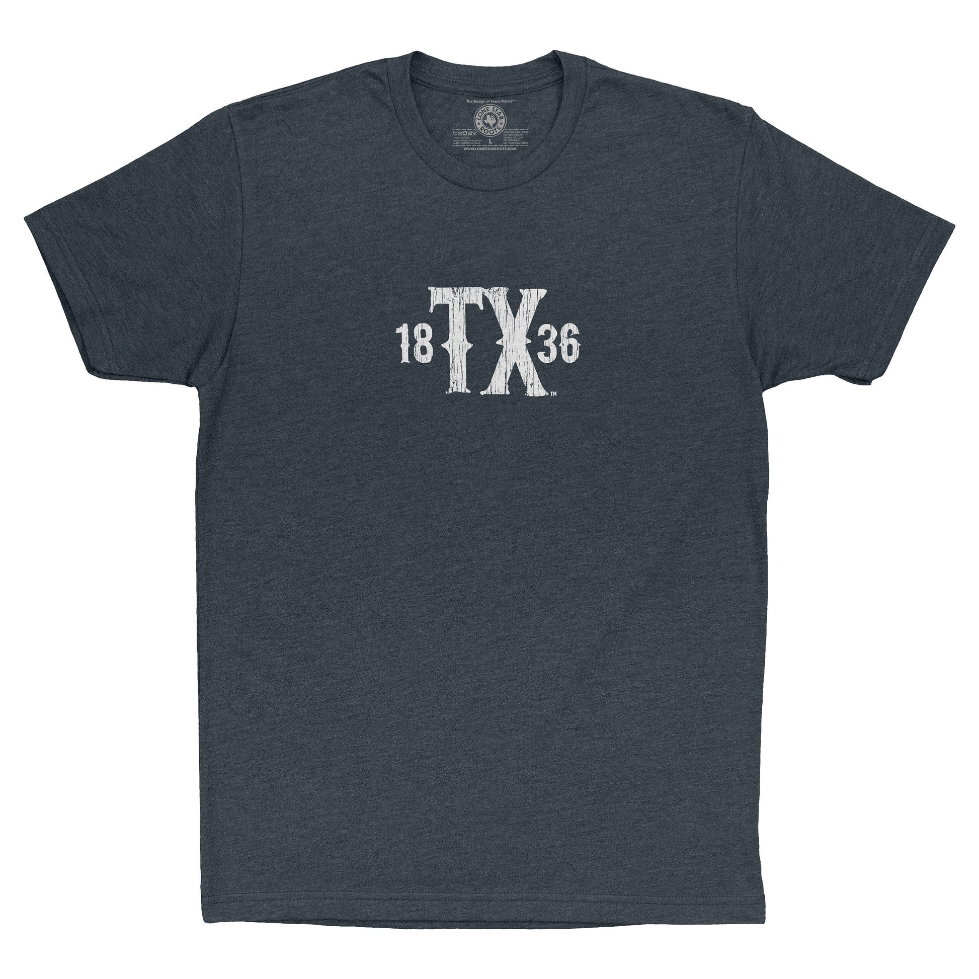 18TX36 T-Shirt with bold print and DeZavala star design, celebrating Texas history and pride.