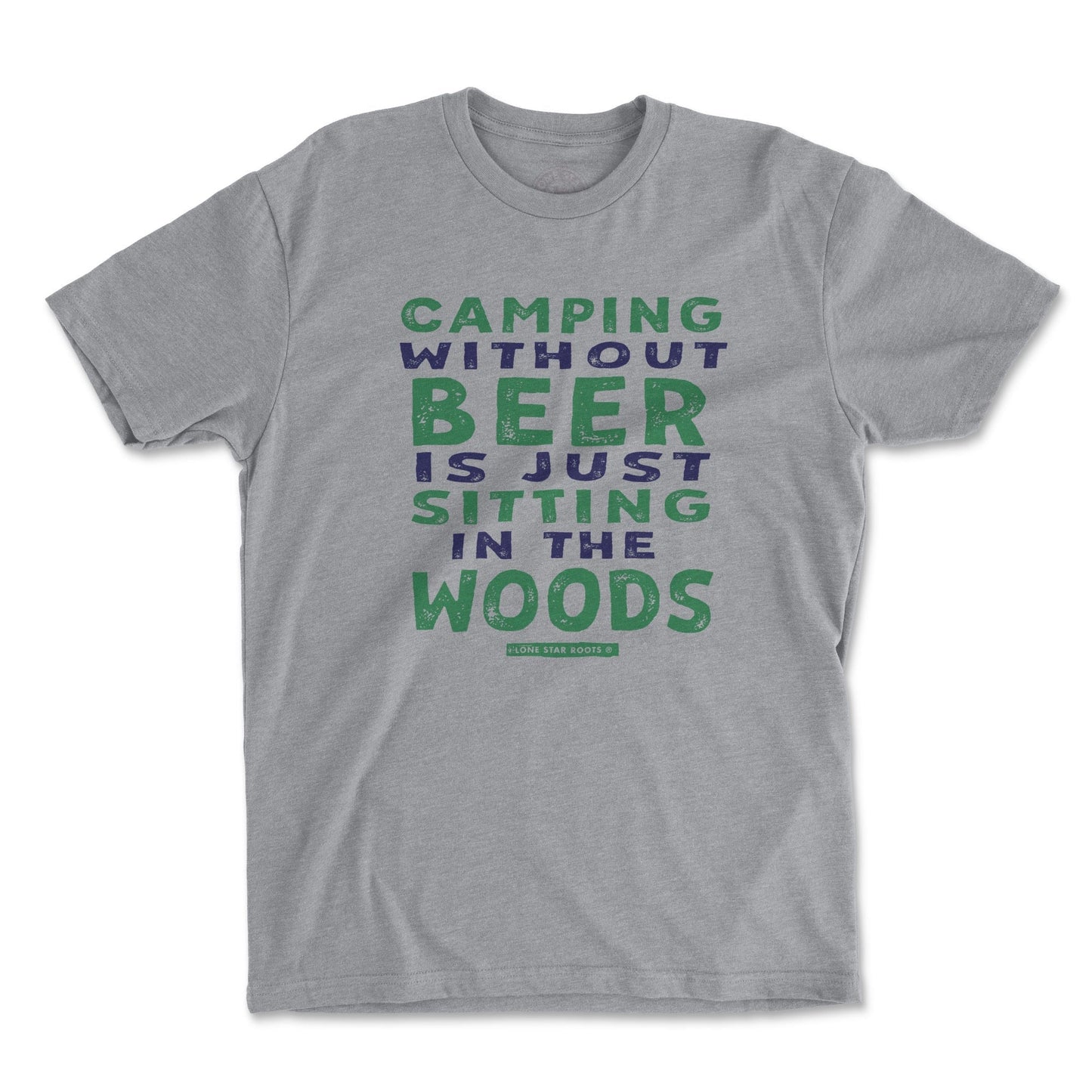 Camping Without Beer T-Shirt with bold graphic text and Next Level 6210 fabric for outdoor enthusiasts.