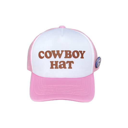 Cowboy Hat Foam Trucker Hat in Pink and White