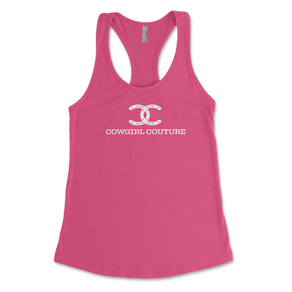 Cowgirl Couture Hot Pink Tank Top with horseshoe graphic