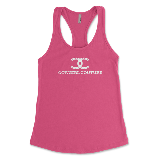 Cowgirl Couture Hot Pink Tank Top with horseshoe graphic