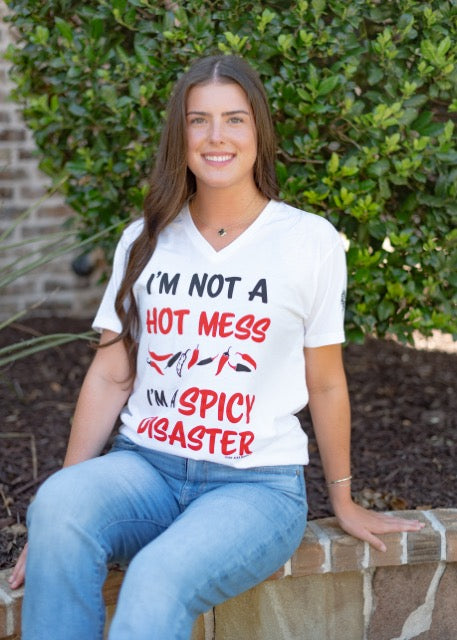 I'm Not a Hot Mess I'm a Spicy Disaster V-Neck T-Shirt