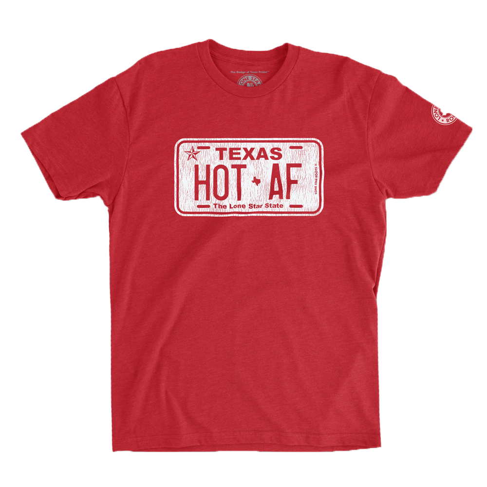 HOTAF Texas License Plate T-Shirt featuring a bold Texas-inspired design.