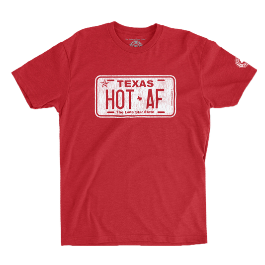 HOTAF Texas License Plate T-Shirt featuring a bold Texas-inspired design.