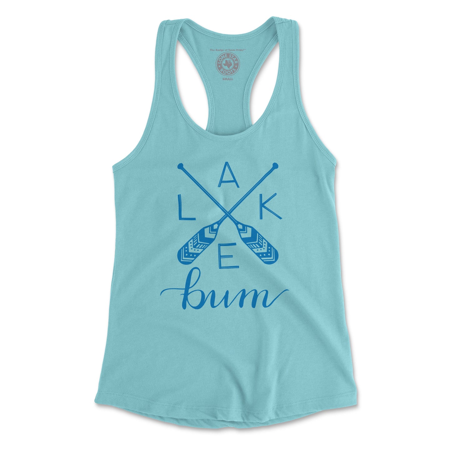 Lake Bum tank top featuring stylish racerback design, perfect for lake and outdoor enthusiasts.