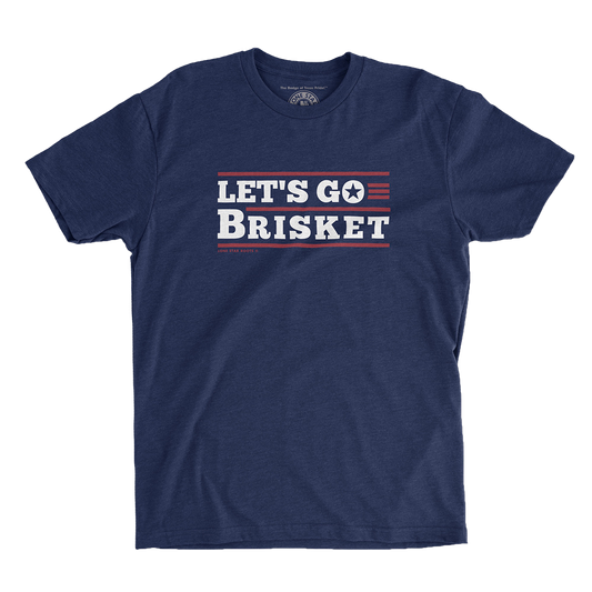 Let’s Go Brisket T-Shirt with bold text design celebrating Texas BBQ on a Next Level 6210 tee.