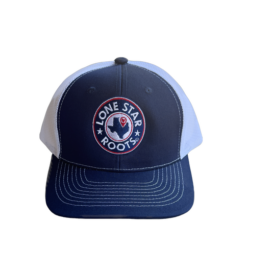 The Badge of Texas Pride® Cap – Blue & White Lone Star Roots Trucker Hat