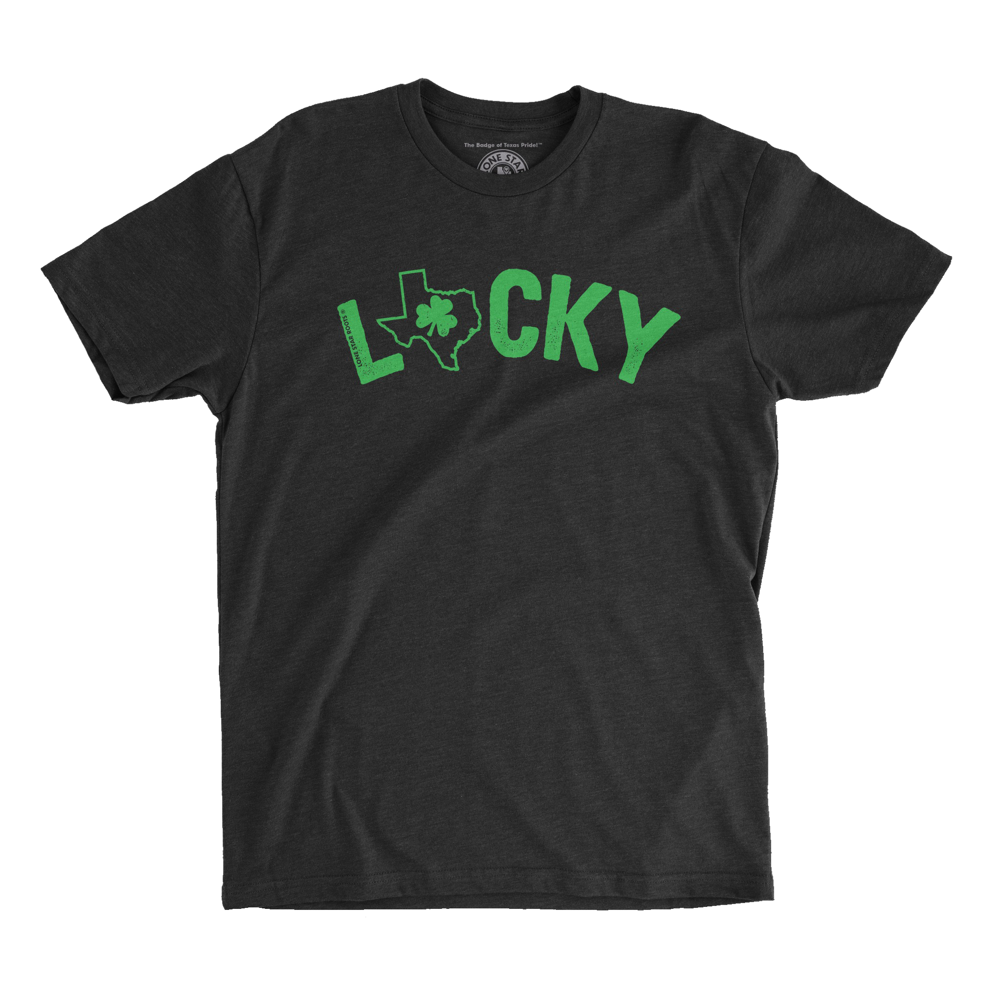 Lucky Texas T-shirt with shamrock inside Texas outline for St. Patrick’s Day.