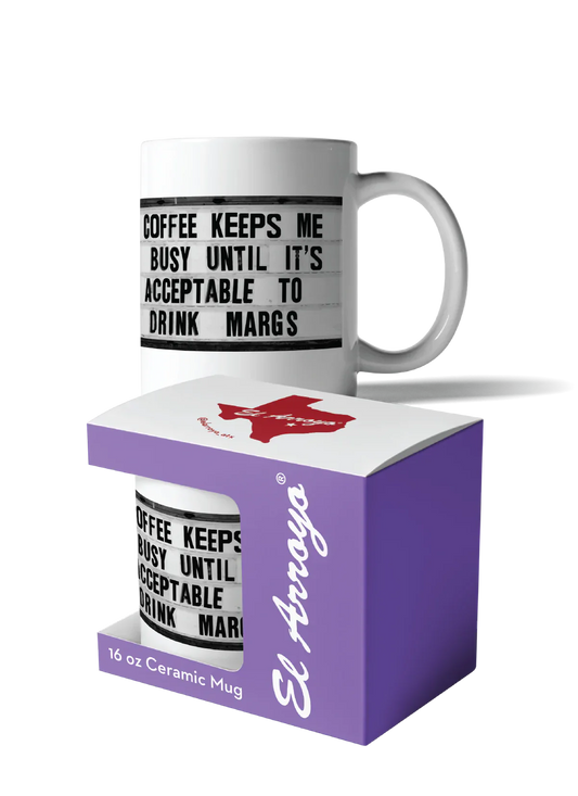 Keeps Me Busy Coffee Mug - 16oz Ceramic Mug with Funny Quote.