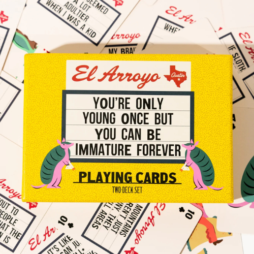 Game Night Playing Cards featuring El Arroyo's family-friendly marquee signs, perfect for fun-filled game nights.