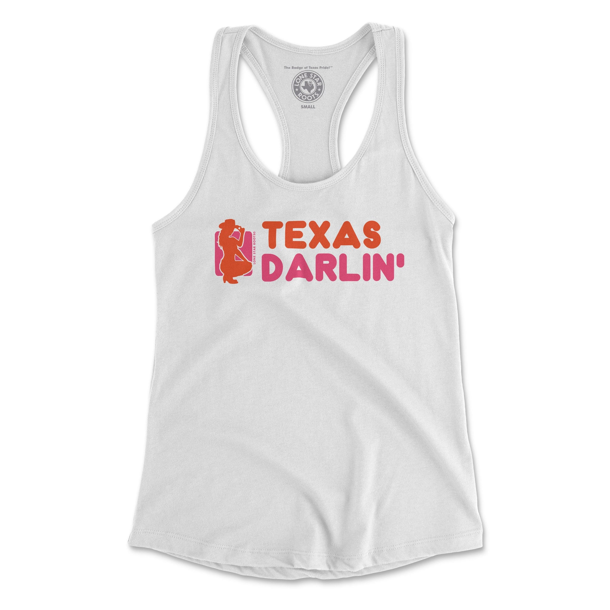 Texas Darlin Tank on a Next Level Women's Ideal Racerback Tank with a chic and lightweight design.