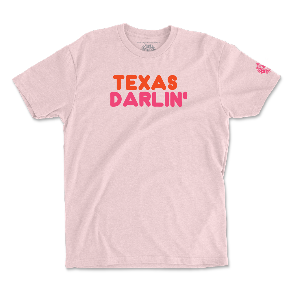 Texas Darlin' T-Shirt in vibrant pink with bold lettering