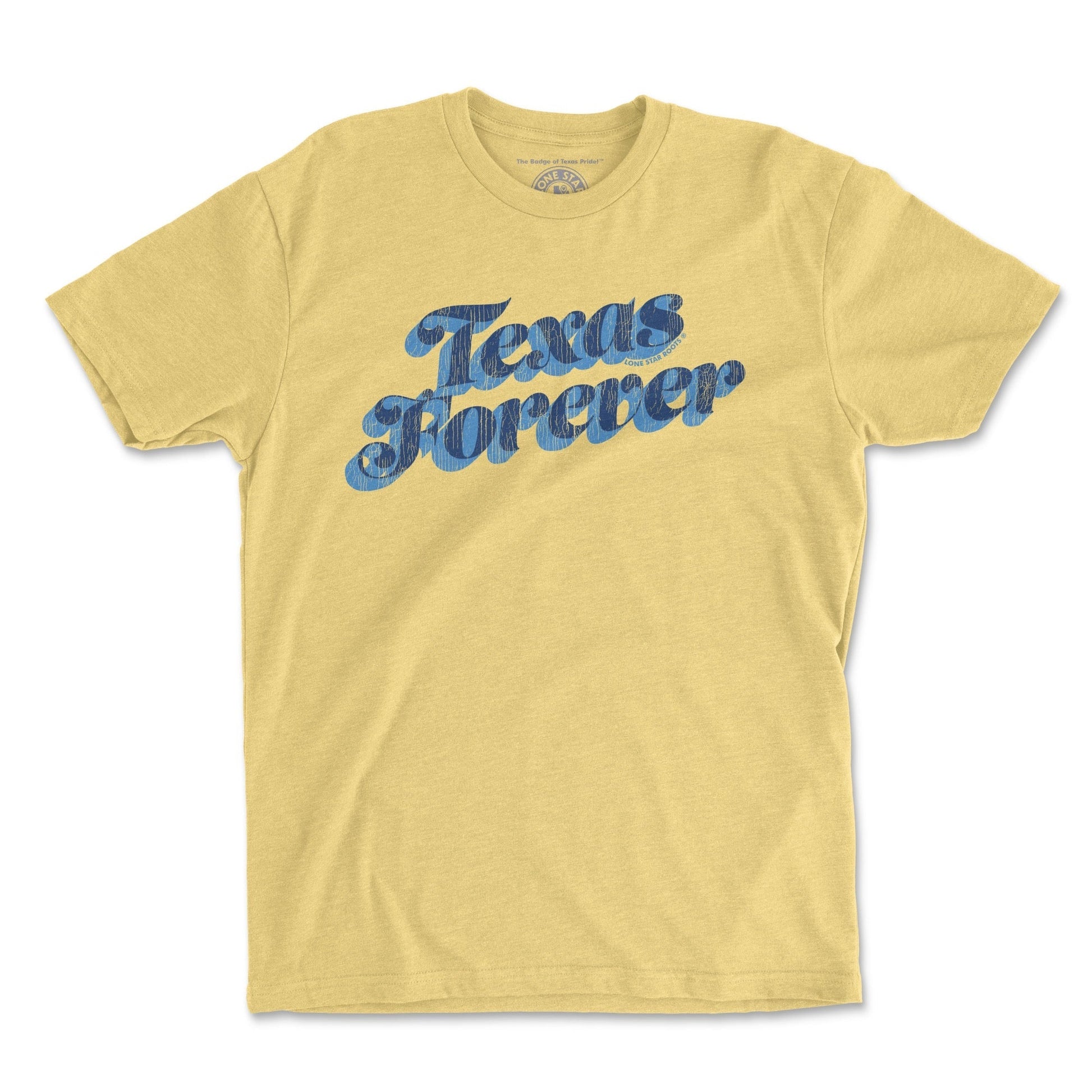 Texas Forever T-Shirt featuring a banana cream color and durable, soft fabric to celebrate Texas pride.