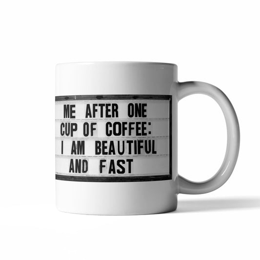 "Beautiful & Fast" 16 oz Ceramic Coffee Mug – El Arroyo’s Bold Design