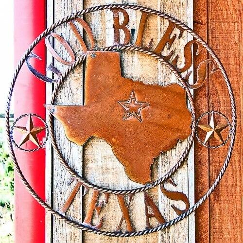 God Bless Texas Coaster 4" x 4" ceramic coaster with cork bottom featuring the iconic Texas phrase.