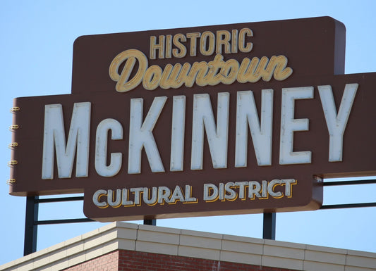 Historic Downtown McKinney Coaster 4" x 4" ceramic coaster with cork bottom celebrating the vibrant cultural district.